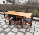 Round Danish teak dining table with butterfly extension, 4200 SEK & 4 Erich Buch Danish teak chairs 60's, 1600 SEK/item (sold together) 2024-04-05