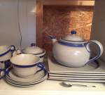 Adria Kåge Gustavsberg Sweden, tea service 7 pieces 925 SEK/all pieces 8 squared plates Price on request 2023-03-12