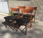 4 Farstrup Danish teak chairs, with new black vinyl upholstery, 50's SOLD 2023-02-20