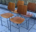 4 teak skolstolar Danmark 60-tal, SÅLDA 2020-06-03