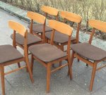 6 st Farstrup danska stolar i teak & bok, 60-tal SÅLDA 2017-02-27
