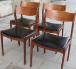 4 stolar, teak & svart galon, 50-tal, SÅLDA
