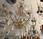 Italian white & gilded chandelier, ca 50's SOLD 2023-04-02
