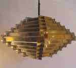 Danish 70's lamp, aluminium, brass coloured, possibly Lyfa